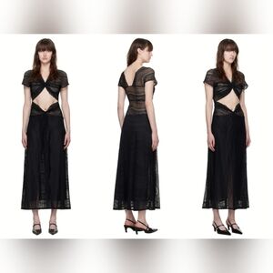 NWT Beaufille Black Sassen Maxi Lace Waist Cut-out Floral Pattern Dress